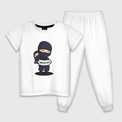 Пижама хлопковая детская Ниндзя, цвет: белый