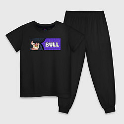 Пижама хлопковая детская BULL ПЛАШКА, цвет: черный