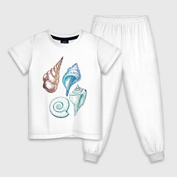 Пижама хлопковая детская Sea House, цвет: белый