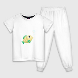 Пижама хлопковая детская Золотая рыбка, цвет: белый