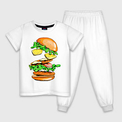 Пижама хлопковая детская King Burger, цвет: белый