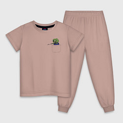 Пижама хлопковая детская Pepe sniper, цвет: пыльно-розовый