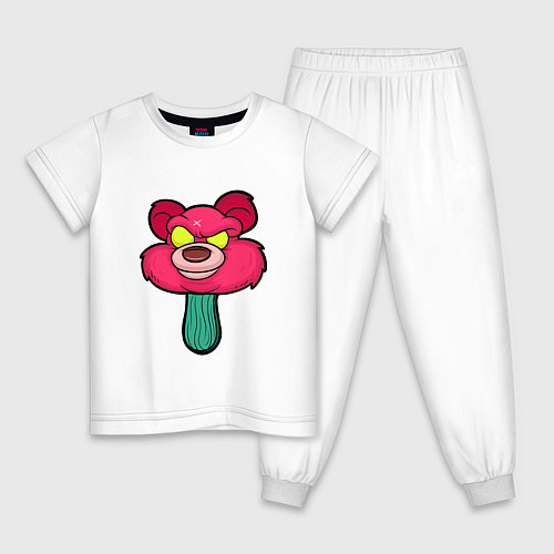 Детская пижама Розовый медведь / Белый – фото 1