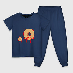 Пижама хлопковая детская Пончики, цвет: тёмно-синий