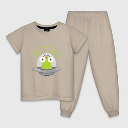 Пижама хлопковая детская UFO Real?, цвет: миндальный