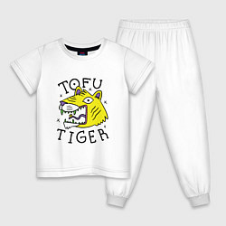 Пижама хлопковая детская Tofu Tiger Тигр Сыр Тофу, цвет: белый