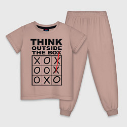 Пижама хлопковая детская THINK OUTSIDE THE BOX, цвет: пыльно-розовый