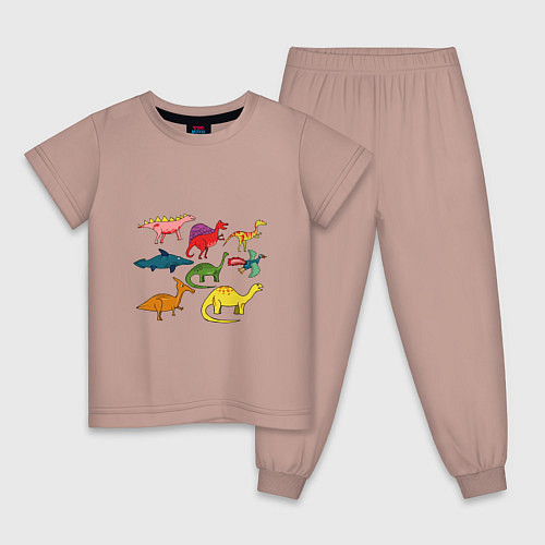 Детская пижама Динозавр / Пыльно-розовый – фото 1