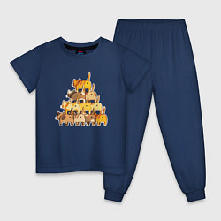 Пижама хлопковая детская Пирамидка, цвет: тёмно-синий