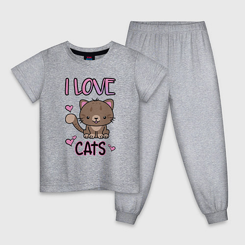 Детская пижама I Love Cats / Меланж – фото 1