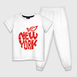 Пижама хлопковая детская NEW YORK, цвет: белый