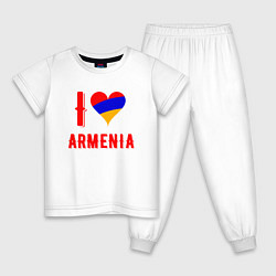 Пижама хлопковая детская I Love Armenia, цвет: белый