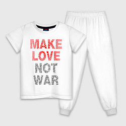 Пижама хлопковая детская MAKE LOVE NOT WAR, цвет: белый