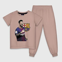 Пижама хлопковая детская Lionel Messi Barcelona Argentina, цвет: пыльно-розовый