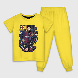 Пижама хлопковая детская Messi Barcelona Argentina Striker, цвет: желтый