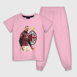 Пижама хлопковая детская Zlatan Ibrahimovic Milan Italy, цвет: светло-розовый