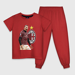 Пижама хлопковая детская Zlatan Ibrahimovic Milan Italy, цвет: красный