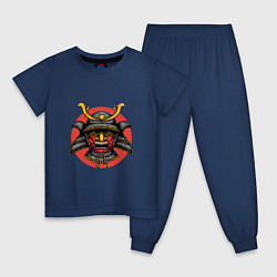Пижама хлопковая детская Маска самурая, цвет: тёмно-синий