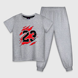 Пижама хлопковая детская Bulls 23, цвет: меланж