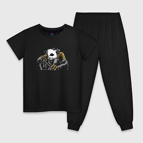 Детская пижама Панда на черном / Черный – фото 1
