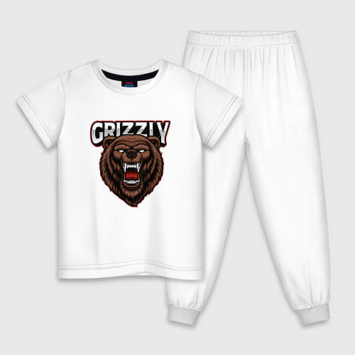 Детская пижама Медведь Grizzly / Белый – фото 1
