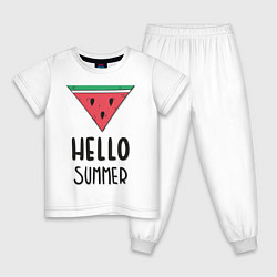 Пижама хлопковая детская HELLO SUMMER, цвет: белый