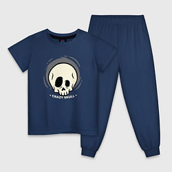 Пижама хлопковая детская Crazy skull, цвет: тёмно-синий