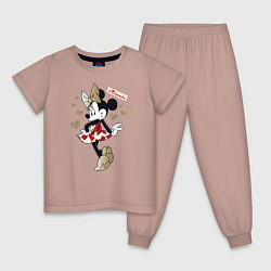 Пижама хлопковая детская Минни цвета пыльно-розовый — фото 1