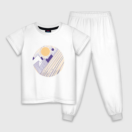 Детская пижама Абстрактные горы и солнце / Белый – фото 1