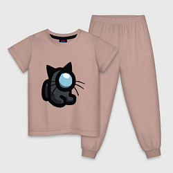 Пижама хлопковая детская Among Us, цвет: пыльно-розовый