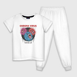 Пижама хлопковая детская Коронавирус Coronavirus, цвет: белый