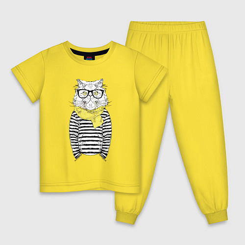 Детская пижама Hipster Cat / Желтый – фото 1