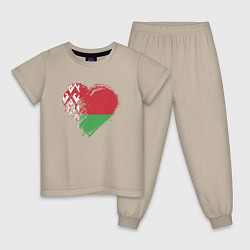 Пижама хлопковая детская Сердце Беларуси, цвет: миндальный