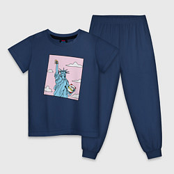 Пижама хлопковая детская Liberty Pizza, цвет: тёмно-синий