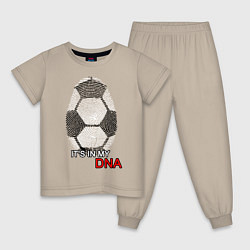 Пижама хлопковая детская FOOTBALL IN MY DNA, цвет: миндальный