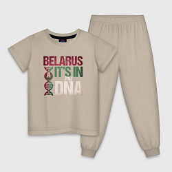 Пижама хлопковая детская ДНК - Беларусь, цвет: миндальный