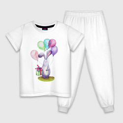 Пижама хлопковая детская Зай с шариками, цвет: белый