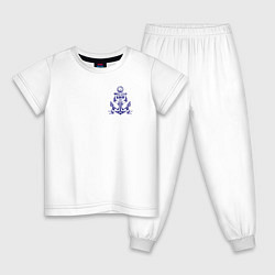 Пижама хлопковая детская ВМФ якорь, цвет: белый