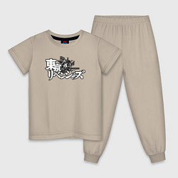 Пижама хлопковая детская Токийские мстители, лого, цвет: миндальный