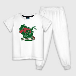 Пижама хлопковая детская Milwaukee Bucks, цвет: белый