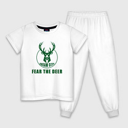 Пижама хлопковая детская Fear The Deer, цвет: белый