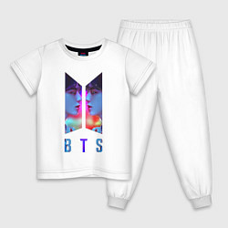 Пижама хлопковая детская Logo BTS, цвет: белый