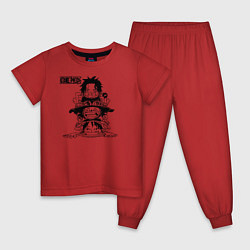 Пижама хлопковая детская Эйс, Луффи и Сабо - Братство ASL, цвет: красный