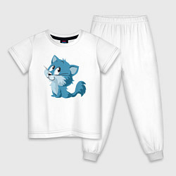 Пижама хлопковая детская Милый котёнок, цвет: белый