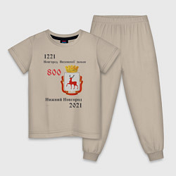 Пижама хлопковая детская НиНо 800, цвет: миндальный