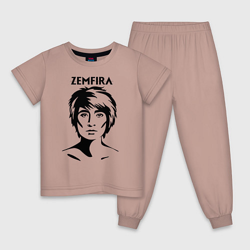 Детская пижама ZEMFIRA эскиз портрет / Пыльно-розовый – фото 1