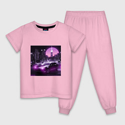 Пижама хлопковая детская Neon Citroen, цвет: светло-розовый