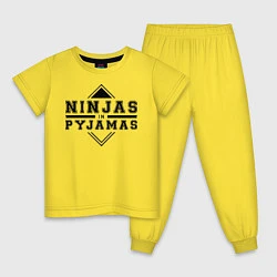 Пижама хлопковая детская Ninjas In Pyjamas, цвет: желтый