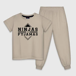 Пижама хлопковая детская Ninjas In Pyjamas, цвет: миндальный