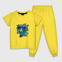 Пижама хлопковая детская Майнкрафт Под водой, цвет: желтый